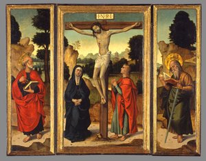Ukřižování s Pannou Marií a svatými Janem Evangelistou, Petrem a Pavlem, kolem 1520-1540
