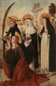 Marie Magdaléna, Petr z Verony, Kateřina Sienská a Markéta Uherská. od Juan de Borgoña