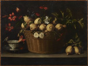 Zátiší s citrony v proutěném koši, cca 1643-1649.