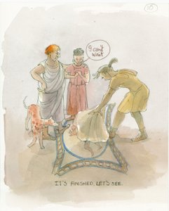 Mistr řemeslník odhalující mozaikovou podlahu Marcusovi a Julii, 2003. od Judith Dobie