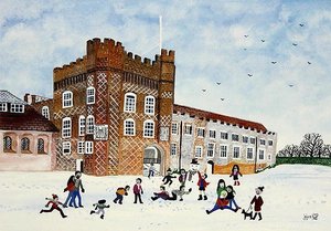 Farnham Castle, Surrey (akvarel na papíře) od Judy Joel