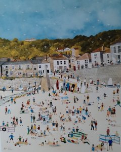 Mousehole Beach, 2018 (kvaš na papíře) od Judy Joel