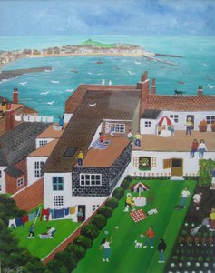 St Ives, Cornwall, 2008 (akryl na palubě) od Judy Joel