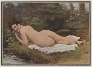 Žena po koupeli (barva litho)