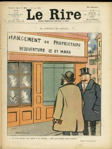 Ilustrace Abela Faivreho (1867-1945) pro obálku Le Rire, 21.03.08 - Nájemní smlouva - Architektura Urbanismus, Svatba, Cizoložství, Obchody od Jules Abel Faivre