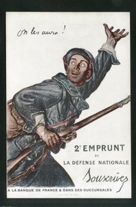 Poscard, Satirical in Colors: War 14-18, Půjčování, vlastenecké cesty -Ilustrace vojáků od Abel Faivre (1867-1945) od Jules Abel Faivre