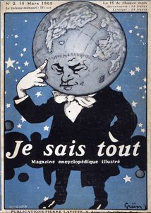 Earth Globe thinking - Thinking Earth Globe - v „Je Sais Tout““ z 15. 3. 1905 - ilustrace Jules Grun 1868-1938 od Jules Alexandre Gruen or Grun