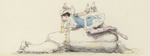 Cirkusová umělkyně, ležící na koni, s holubicemi na paži a hlavě (barva lito) od Jules Arsene (after) Garnier