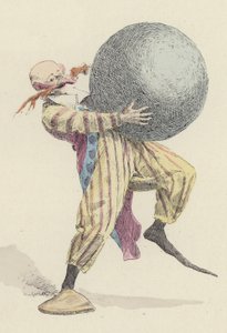 Klaun drží velký míč (barva litho)