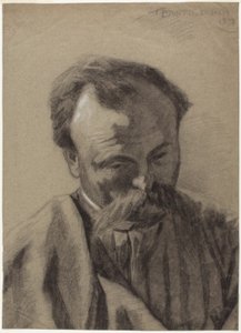 Autoportrét, asi 1877 (černá křída zvýrazněná bílou křídou, na šedém křídovém papíře) od Jules Bastien Lepage