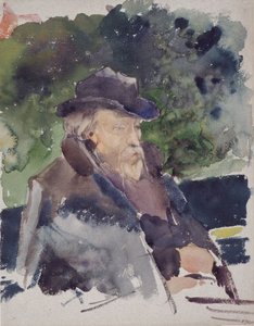 Náčrt Edwarda Burne-Jonese ve člunu, Walton-on-Thames, 1880-1884. od Jules Bastien Lepage