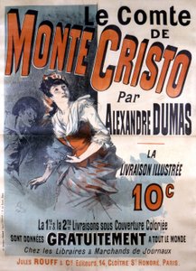 Reklamní plakát na prodej románu „Le Comte de Monte-Cristo“ od Alexandra Dumase, editoval Jules Rouff, ilustroval Jules Cheret od Jules Cheret