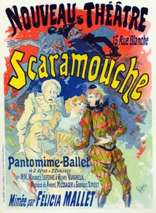 Umění. Zábava. Scaramouche, balet Felicia Mallet. Plakát Julese Chereta, Francie, kolem roku 1895 (plakát) od Jules Cheret