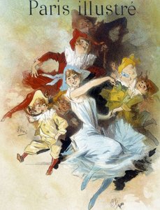 Maska s míčem. Kresba Cherret (konec 19. století) pro karneval v novinách „Paříž proslulá““. od Jules Cheret
