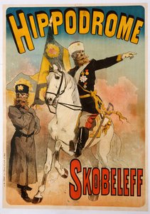 Plakát s reklamou „Skobeleff“ na hipodromu, 1895
