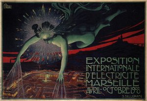 Plakát vytvořený pro Mezinárodní výstavu elektřiny v roce 1908 od Jules Cheret