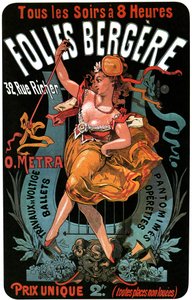 Plakát pro Folies-Bergere 1874 od Julese Chereta (1836-1932) - akrobatická díla, balety, pantomimy, operety, tanec, tanečnice, hudební sál (hudební sál), gay Paříž, Paříž v noci - od Jules Cheret