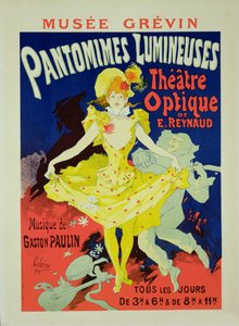 Reprodukce reklamního plakátu „Pantomimes Lumineuses“ v Musée Grevin, 1892