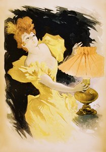Vintage plakát elegantní ženy zapnout plynovou lampu od Jules Cheret