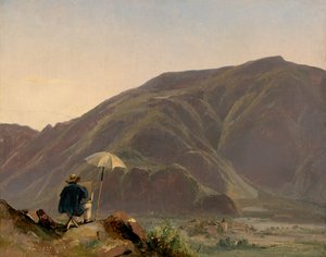 Pohled na Bozen s malířem, 1837.