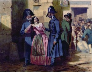 Zatčení prostitutky policií, kolem roku 1835