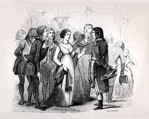 Madame de Stael (1766-1817) vyslýchající Napoleona Bonaparta (1769-1821) o nejlepších ženách, z 