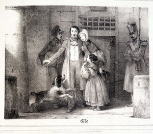 Muž opouštějící vězení a shledaný se svou rodinou, c. 1830. od Jules David