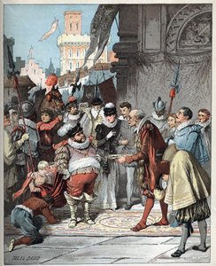 Sancho Panza jmenován guvernérem ostrova Barataria - Sancho Panza se stal trvalým guvernérem ostrova Barataria - Ilustrace Julese Davida (1808-1892) z Histoire de Don Quijote (Don Quijote) - 1887 - Miguel de Cervantes Saavedra (1547-1616) -
