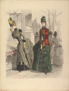 Dvě ženy v denních šatech: přípravná kresba pro módní desku z..., 19. října 1886. od Jules David