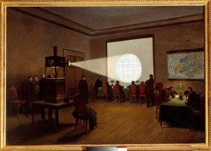 Promítání mikrofilmů na centrální telegrafii v listopadu 1870 Obraz Julese Didiera