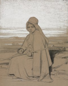 Sedící pastýřka od Jules Dupré