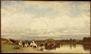 Krávy přecházející brod od Jules Dupré