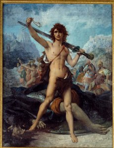 David triumfální. Obraz Jules Elie Delaunay (1828 - 1891)