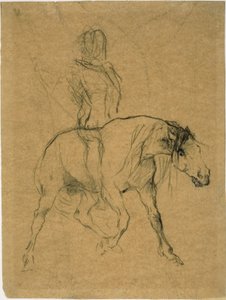 Studie koně a jezdce od Jules Elie Delaunay