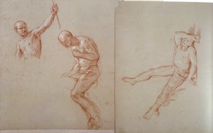 Indián Ameriky: “” Etude de horalier indien”” Kresba a la sanguine od Jules Emile (Jules-Emile) Saintin (1829-1894) Blerancourt z 19. století, francouzsko-americké muzeum