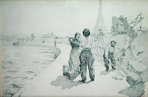 Pohled na břehy Seiny, Paříž od Jules Ernest Renoux