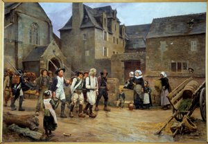 Francouzská revoluce: “” Les revolts de Fouesnant”” Zastupování případu Nedelec, spojeného s nastolením nového soudního režimu, smírčí soudce Alain Nedelec odmítá zasedat bez patentu podepsaného rukou krále. Potíže skončily vtipem