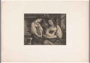 Matka s klínem zraněného dítěte Le petit blessé (titul na předmětu) Švýcarští umělci (název série) Les artistes Suisses (název série na objektu) od Jules Hébert
