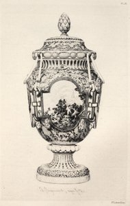 Dějiny keramického umění: A Descriptive and Philosophical Study of Pottery of All Ages and All Nations: Francie: Váza na památku bitvy u Fontenoy (deska XI)
