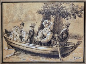 Rodina Ségurů (hrabě, hraběnka a jejich děti) lodí - od J.H. Laure, srpen 1829 od Jules Laure
