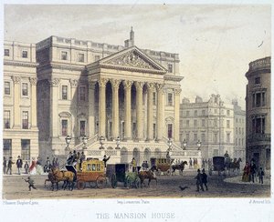 Exteriér Mansion House, Londýn, 1854