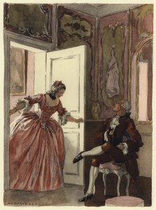 Ilustrace k pamětem Casanovy (barevná litografie) od Jules Marie Auguste Leroux
