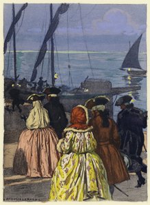 Ilustrace k pamětem Casanovy (barevná litografie) od Jules Marie Auguste Leroux