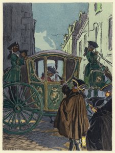 Ilustrace k pamětem Casanovy (barevná litografie) od Jules Marie Auguste Leroux