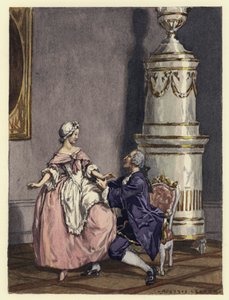Ilustrace k pamětem Casanovy (barevná litografie) od Jules Marie Auguste Leroux