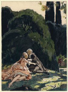 Ilustrace k pamětem Casanovy (barevná litografie) od Jules Marie Auguste Leroux