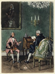 Ilustrace k pamětem Casanovy (barevná litografie) od Jules Marie Auguste Leroux