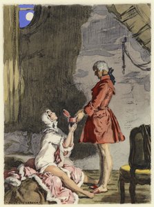 Ilustrace k pamětem Casanovy (barevná litografie) od Jules Marie Auguste Leroux