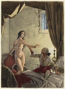 Ilustrace k pamětem Casanovy (barevná litografie) od Jules Marie Auguste Leroux