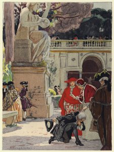Ilustrace k pamětem Casanovy (barevná litografie) od Jules Marie Auguste Leroux